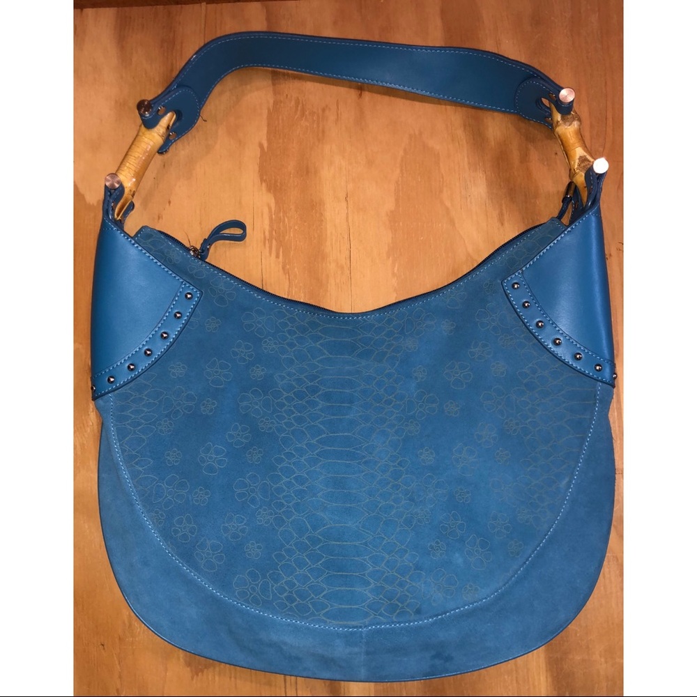 Charlie Larson Blue Suede/ Leather Hobo
